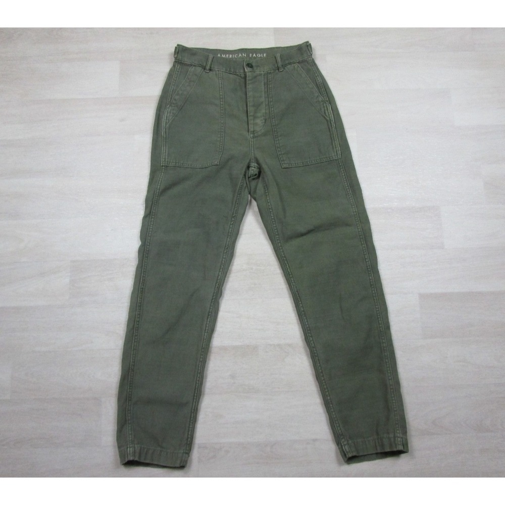 American Eagle Military Baker Style Pants Women's (0) Utility Fatigue Button Fly